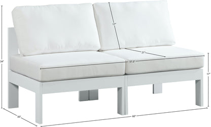 Nizuc - Outdoor Patio 2 Seat Armless Modular Sofa With White Frame