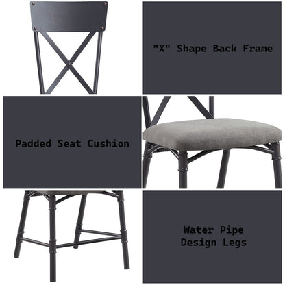 Edina - Side Chair (Set of 2) - Gray Fabric, Oak & Sandy Black