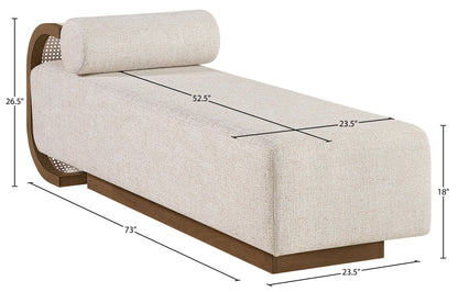 Zephyr - Linen Textured Fabric Upholstered Chaise - Painted Brown Walnut Base