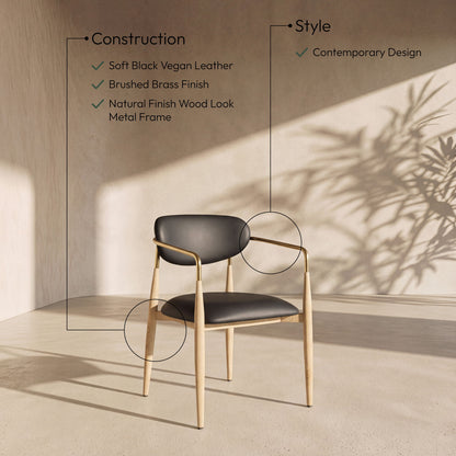 Ronda - Vegan Leather Upholstered Dining Arm Chair - Natural Legs