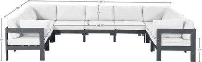 Nizuc - Outdoor Patio 9 Piece Modular Sectional With Gray Frame