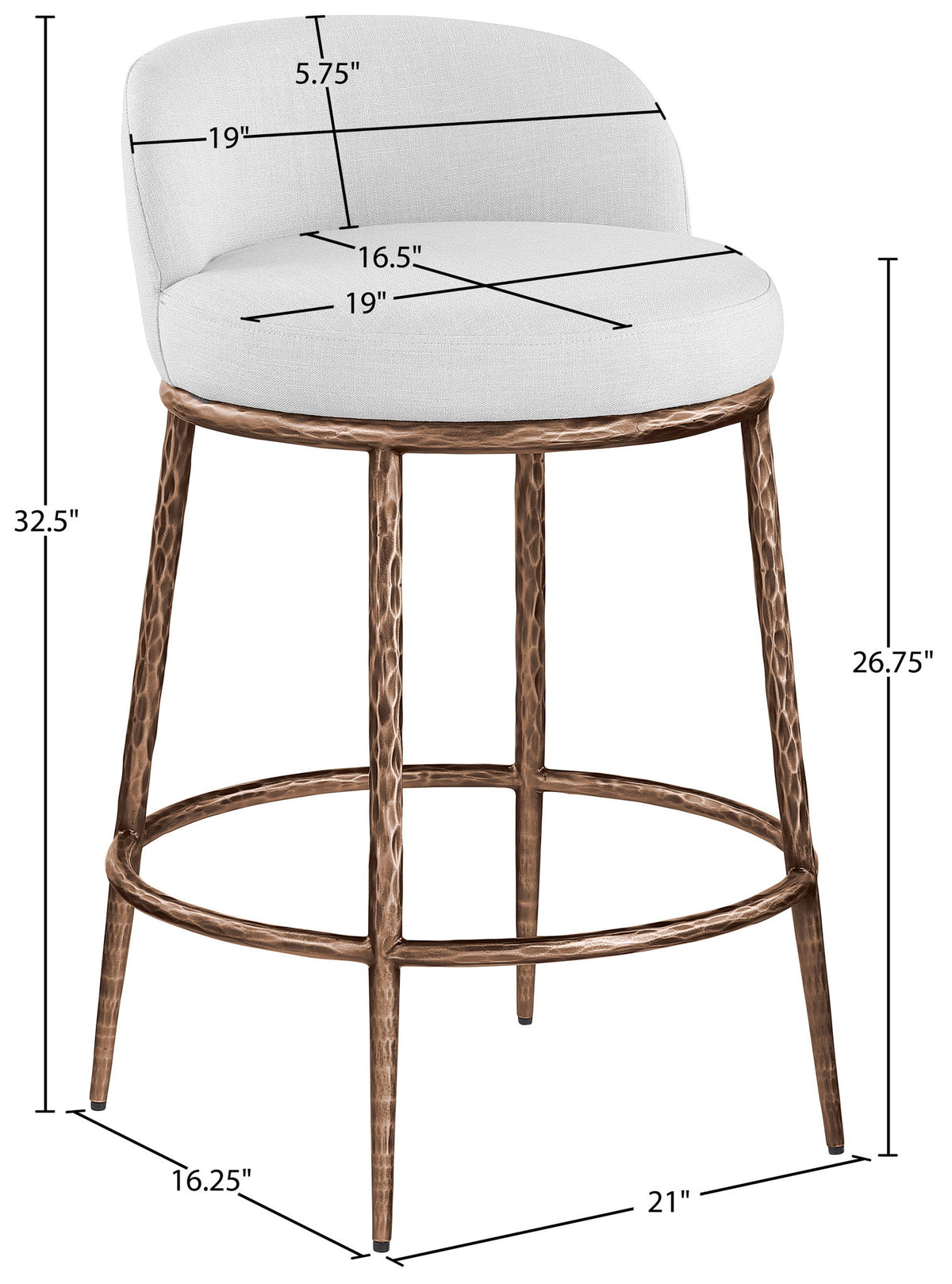 Ferro - Upholstered Counter Stool With Brushed Bronze Base