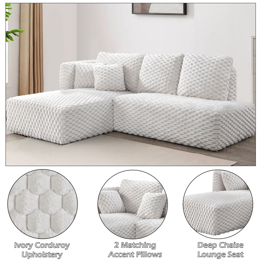 Manya - Sectional Sofa - Ivory Corduroy