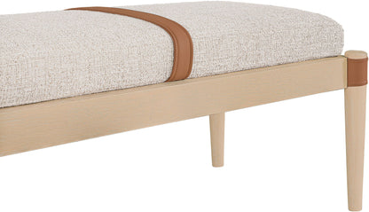 Nara - Linen Textured Fabric Upholstered Bench - Painted Natural