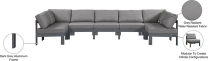 Nizuc - Outdoor Patio 7 Piece Modular Sectional With Gray Frame