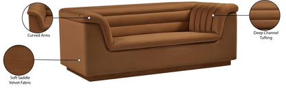 Cascade - Velvet Loveseat - Saddle