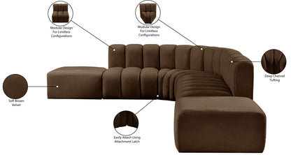 Arc - Velvet 7 Piece Corner Modular Sofa