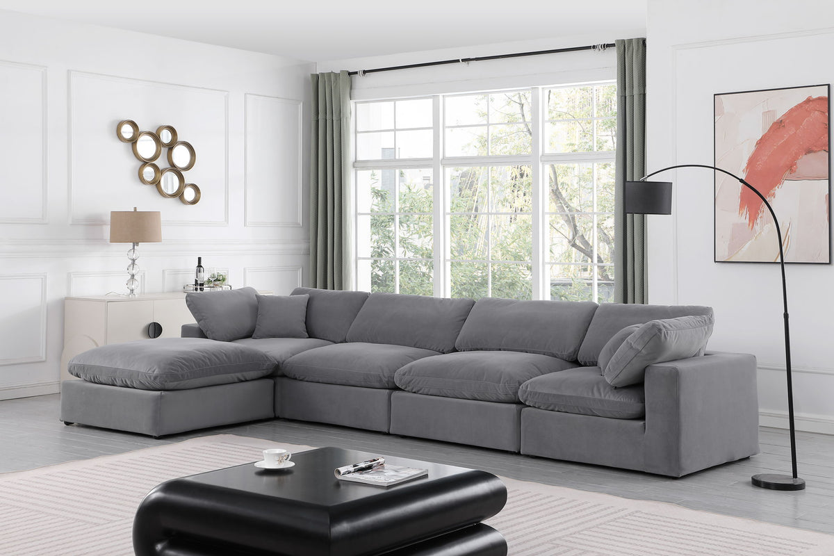 Comfy - 5 Piece Velvet Modular Sectional With Chaise