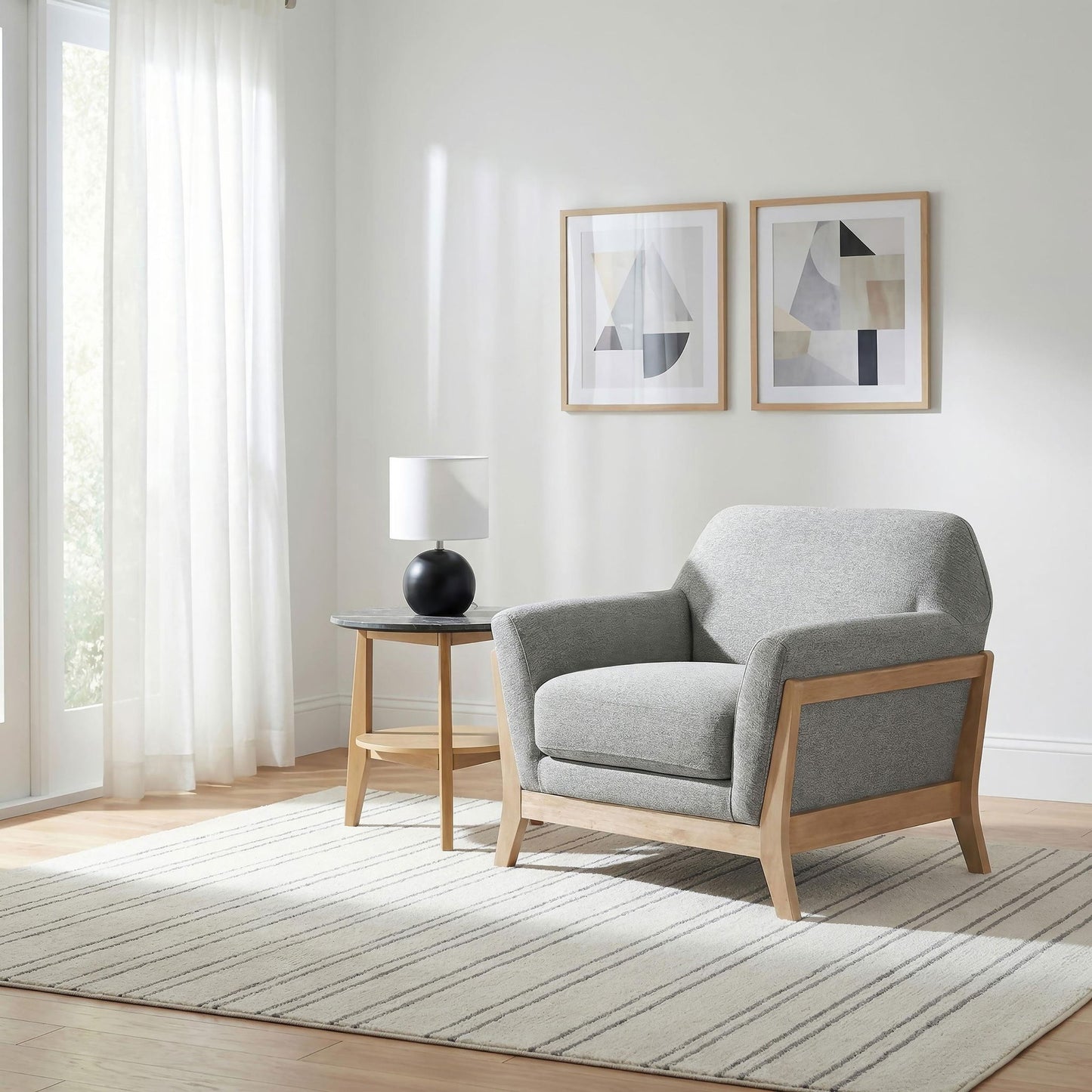 Vaughn Fabric Upholstered Flared Arm Accent Chair Grey