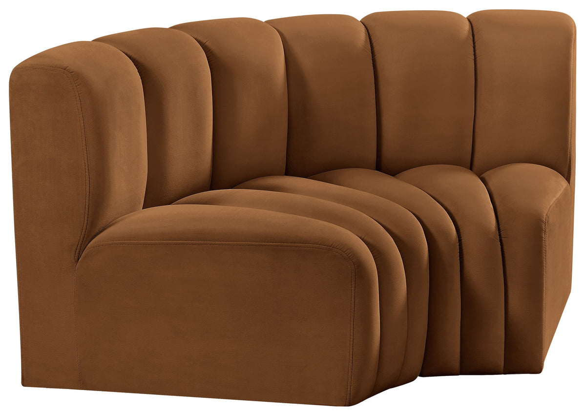 Arc - Velvet 2 Piece Modular Sofa - Saddle