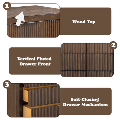 Leanna - Dresser With Wood Top - Brown Oak