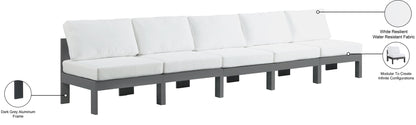 Nizuc - Outdoor Patio 5 Seat Modular Armless Sofa With Gray Frame