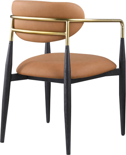 Ronda - Vegan Leather Upholstered Dining Arm Chair - Black Legs