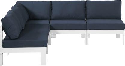 Nizuc - Outdoor Patio 5 Piece Modular Sectional With White Frame
