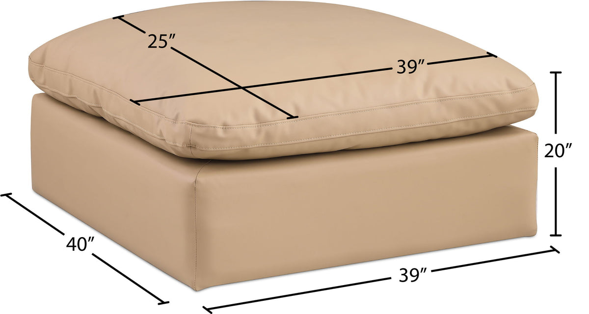 Comfy - Faux Leather Ottoman - Tan