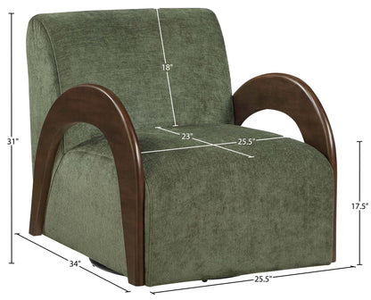 Neria - Chenille Fabric Upholstered Swivel Accent Chair - Painted Brown Base