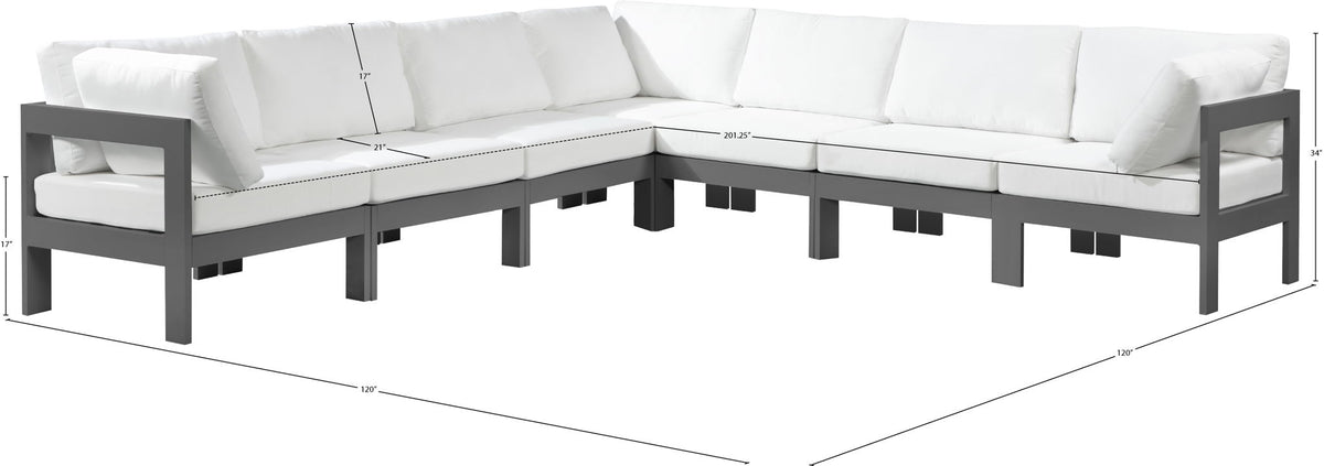 Nizuc - Outdoor Patio 7 Piece Modular Sectional With Gray Frame