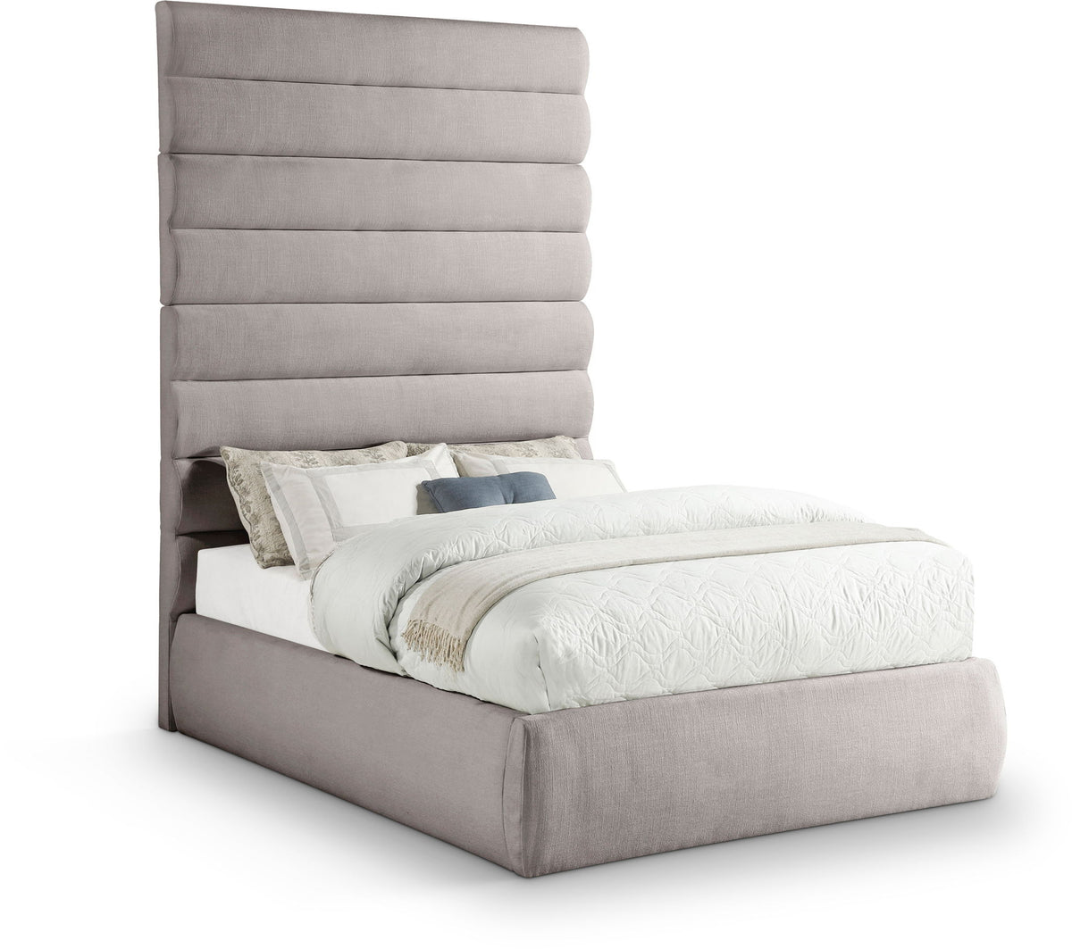 Adam - Linen Fabric Bed With 89" Headboard