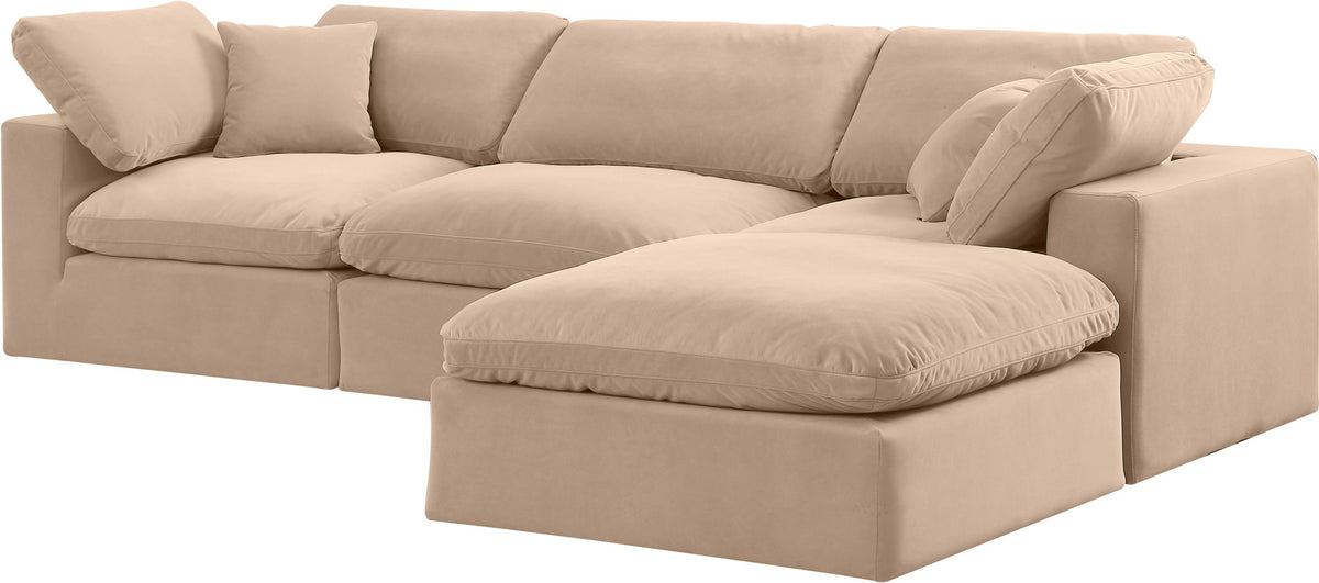 Comfy - 4 Piece Velvet Modular Sectional With Chaise