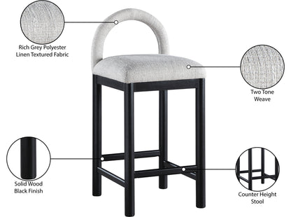 Conrad - Linen Counter Stool With Black Legs