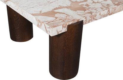Campania - Marble And Oak Wood Coffee Table - Cream