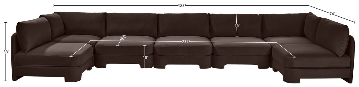 Hammond - Velvet Performance Fabric Upholstered 7 Piece U-Shaped Armless Sectional
