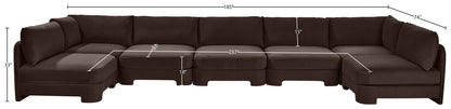 Hammond - Velvet Performance Fabric Upholstered 7 Piece U-Shaped Armless Sectional