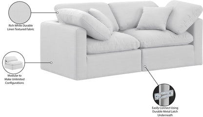 Indulge - Linen 2 Piece Modular Sofa - White