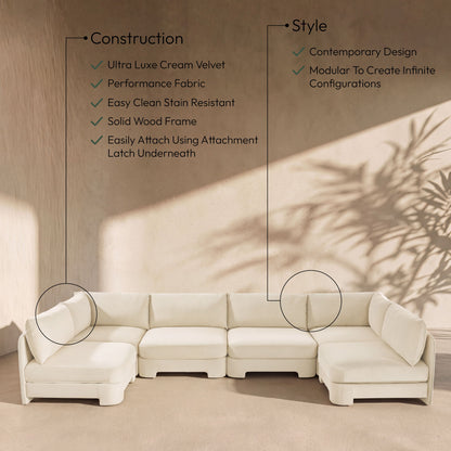 Hammond - Velvet Performance Fabric Upholstered 6 Piece U-Shaped Armless Sectional