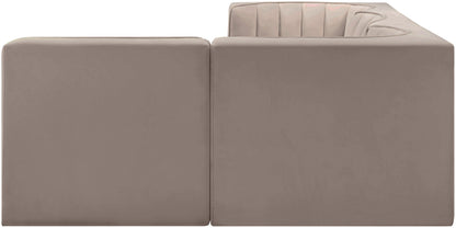 Rummi - Velvet Performance Fabric Upholstered 4 Piece Modular Sectional