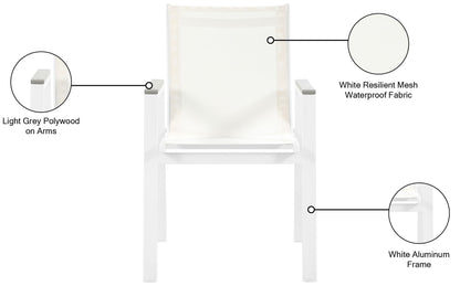 Nizuc - Outdoor Patio Dining Arm Chair With White Frame And Gray Arms (Set of 2)
