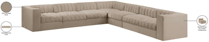 Rummi - Symmetrical Velvet Performance Fabric Upholstered 7 Piece Modular Sectional (With 3 Corner Chairs)