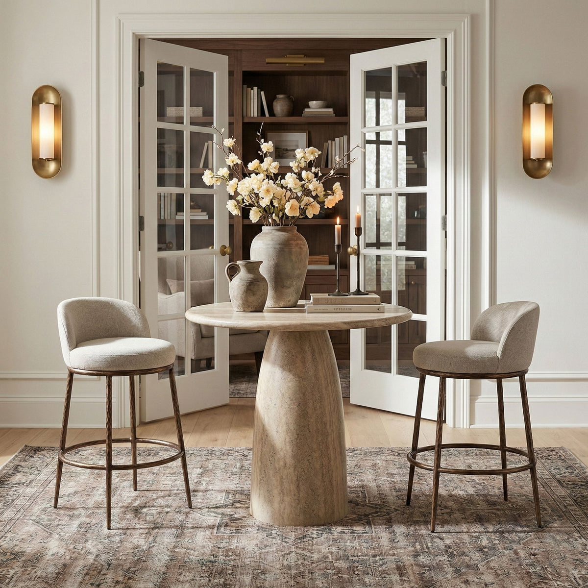 Ferro - Performance Fabric Upholstered Bar Stool - Antique Bronze