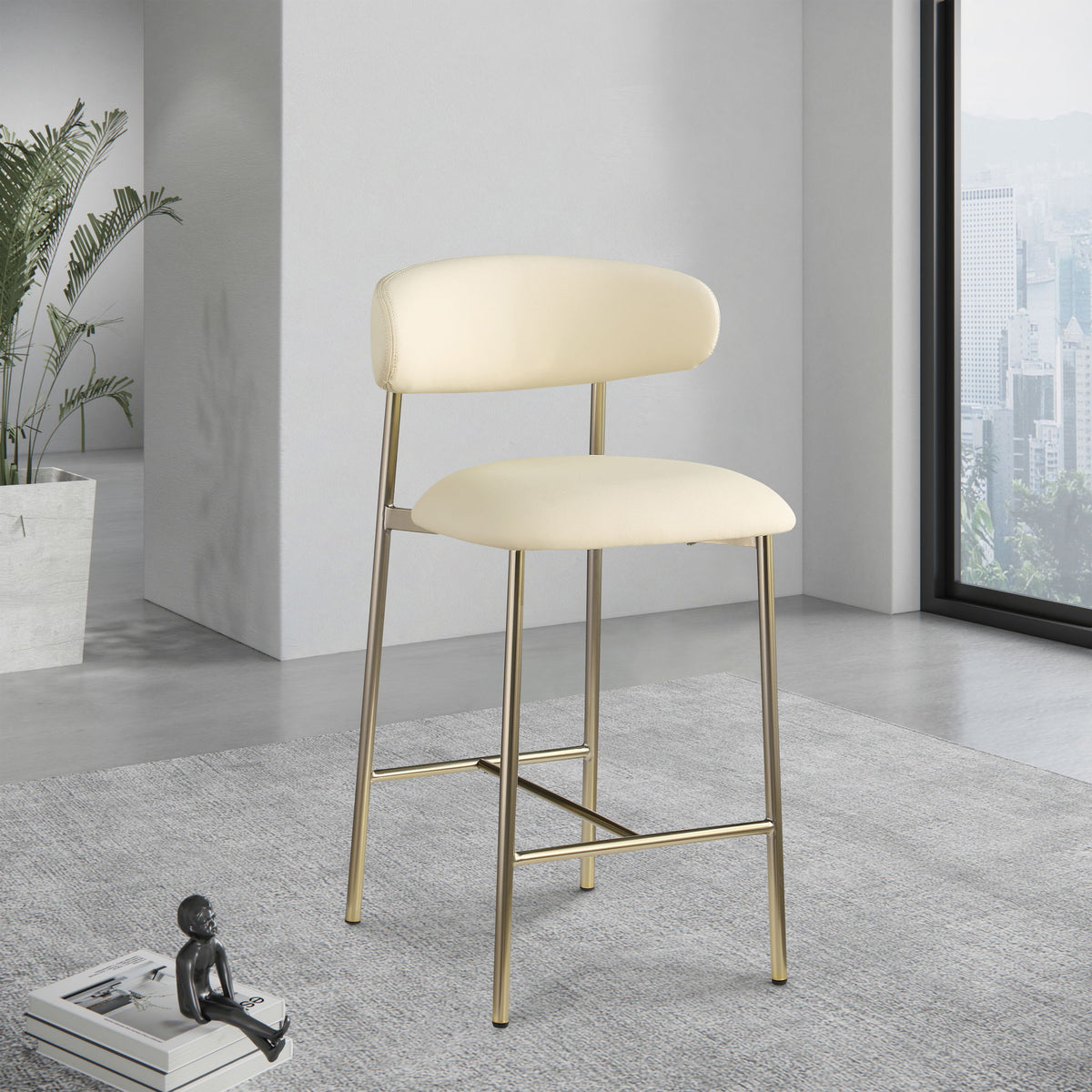 Lupita - Counter Stool With Brushed Gold Frame (Set of 2)