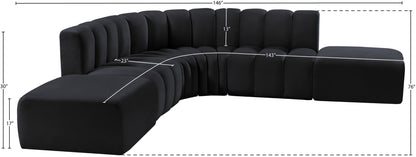 Arc - Velvet 6 Piece Corner Modular Sofa