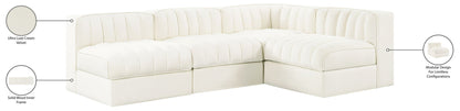 Rummi - Armless Velvet Performance Fabric Upholstered 4 Piece Modular Sectional