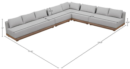 Solace - Olefin 5 Piece Outdoor Patio Modular Sectional