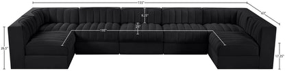 Rummi - Velvet Performance Fabric Upholstered 7 Piece Modular Sectional (With 2 Corner Chairs)