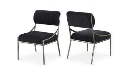 Bastille - Upholstered Dining Side Chair (Set of 2) - Silver Frame
