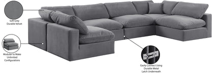 Comfy - 6 Piece Velvet Modular Armless Sectional