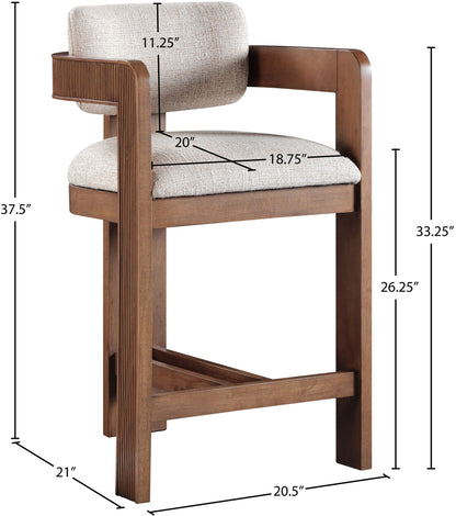 Sacha - Linen Stool With Brown Base