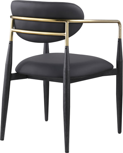 Ronda - Vegan Leather Upholstered Dining Arm Chair - Black Legs