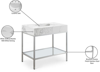 Marmo - Engineered Marble Bathroom Vanity With Chrome Base