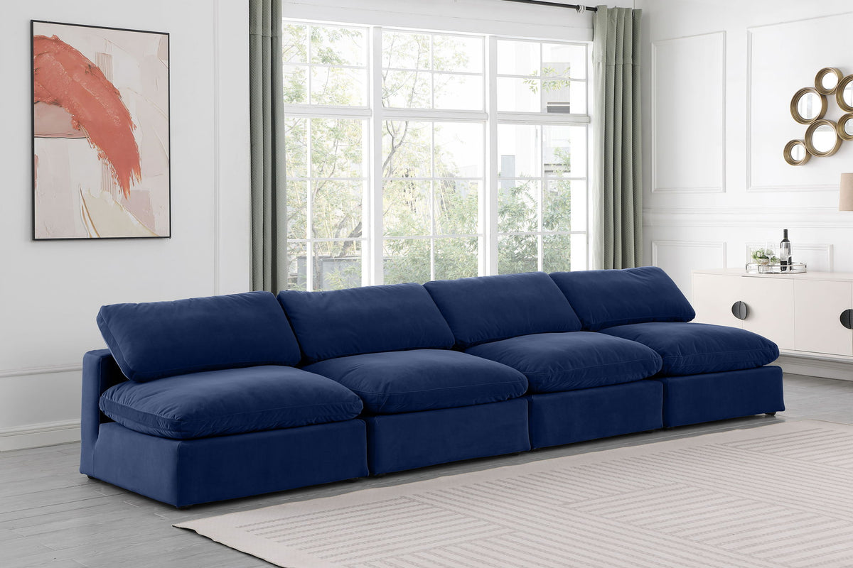 Comfy - Velvet Modular Armless Sofa 4 Seats