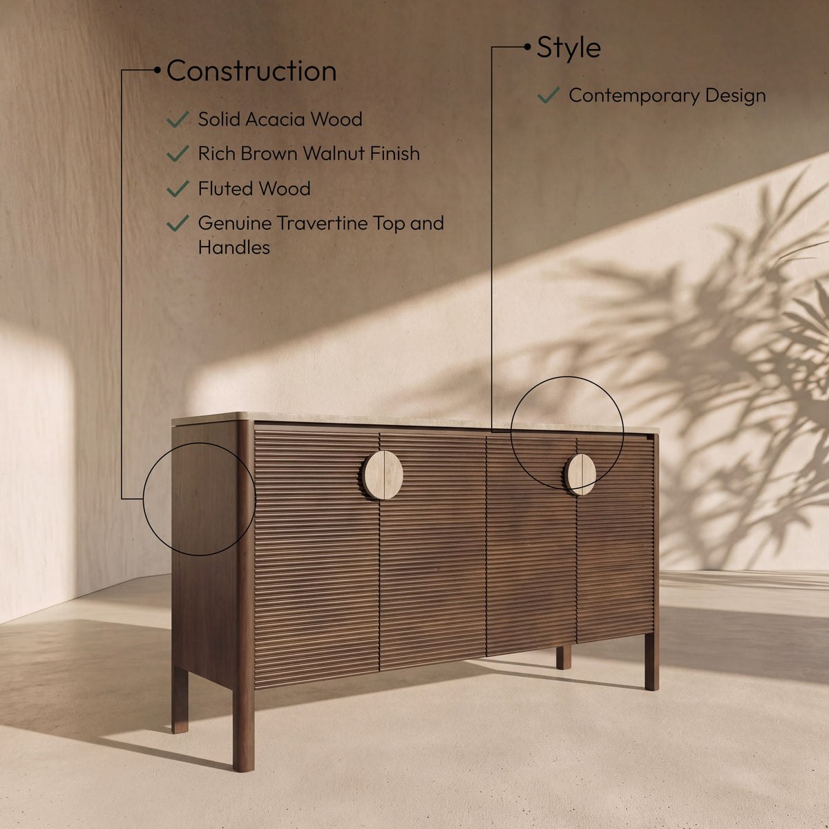 Varenna - Acacia Wood Sideboard / Buffet