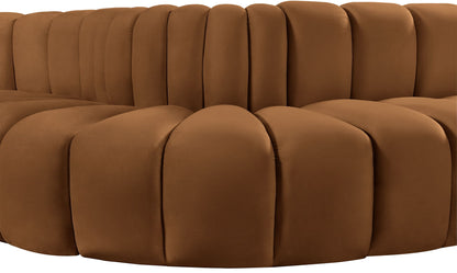 Arc - Velvet 6 Piece Curved Modular Sofa - Saddle