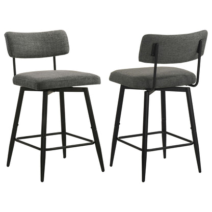 Levine Fabric Upholstered Swivel Counter Chair Grey (Set of 2)