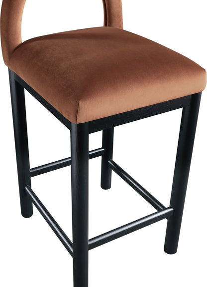Conrad - Velvet Counter Stool With Black Legs