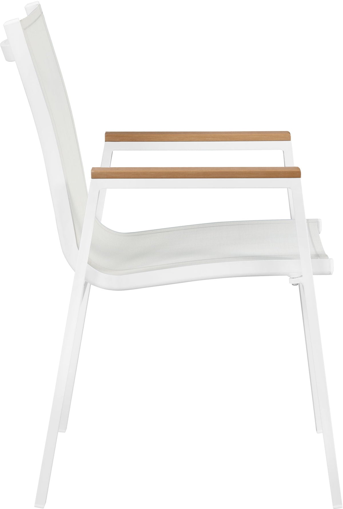 Nizuc - Outdoor Patio Dining Arm Chair With White Frame And Natural Arms (Set of 2)