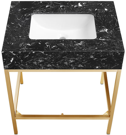Marmo - Engineered Marble Bathroom Vanity With Gold Base